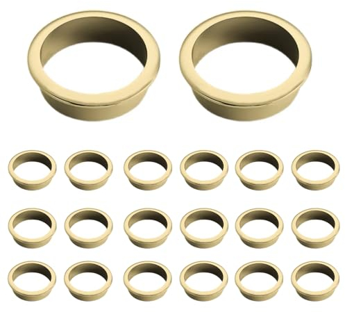 20Pcs Desk Cable Grommets 50mm Wire Hole Cover Round Plastic Grommet Cable Hole Cover for Home Office Table Wire Organizers (Bright Gold)