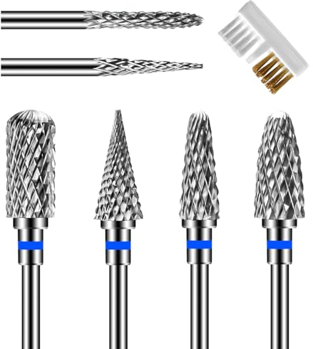 CGBE Nagelfräser Aufsätze Bits für Nagelfräser: 6 Stück Fräser Bits Schleifköpfe Hartmetall Maschine Zubehör für Maniküre entfernen Gel Polygel, 3/32 Zoll Professionelle Nagelfräser Bits.
