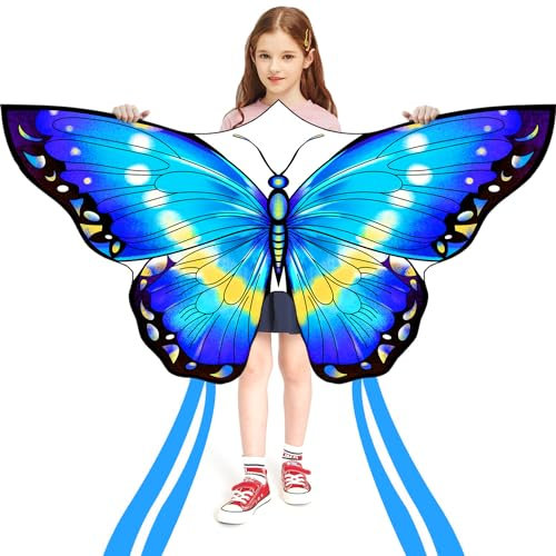 HONBO Schmetterling Drachen Butterfly Kites, flugdrachen für Kinder und Erwachsene,Einfach zu fliegen Riesige Drachen für Kinder (Blue)