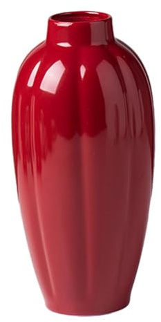 PETSOLA Vase en Céramique Rouge, Vase de Table, Petit Vase Rouge pour Salle à Manger