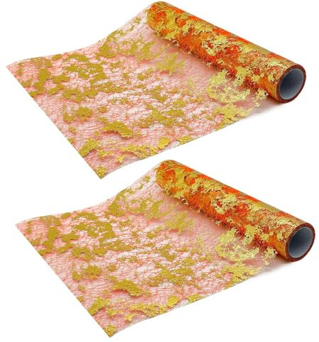 Nchdewui 2 Stücke tischband, tischdeko Geburtstag, konfirmation tischdeko, für Partys und Feierlichkeiten wie Geburtstage, Hochzeiten, Babypartys (orange Gold)