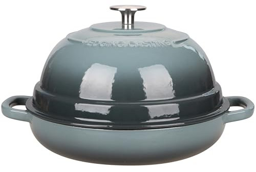 EDGING CASTING Enameled Cast Iron Dutch Oven Pot with Lid, Round Bread Oven for Homemade Sourdough Bread Baking, 6 Quart, Slateblue