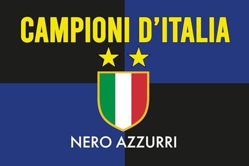 BANDIERA INTER NEROAZZURRI CALCIO BANDIERA STADIO SCUDETTO E STELLE CAMPIONI D'ITALIA (100 X150 cm)