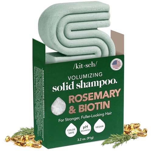 Kitsch Rosemary & Biotin Shampoo Bar - For Hair Growth, Strengthening, Thickening and Volumising Shampoo for Women and Men - Free from Parabens, Sulphates and Silicones - Made in USA - 90ml