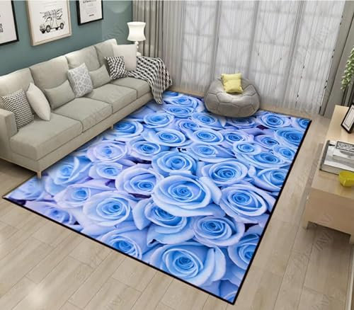 Tappeto Di Stampa 3D Mare Di Rose Blu Tappeto Super Morbido Antiscivolo Soggiorno Camera Da Letto Decorazione Della Casa - Poliestere Soft 50 X 80 Cm -6P2H5S8E5H9H2