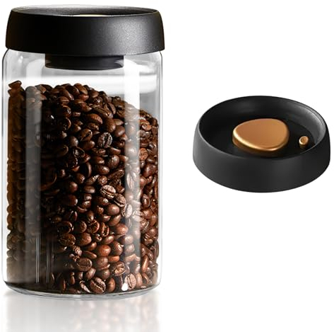 La Llareta 1200ml Barattolo Caffè Ermetico, Contenitore di Caffè Sottovuoto, con Pompa Barattolo per Caffè, con Coperchio in ABS, per Caffè, Spezie, Zucchero, Biscotti