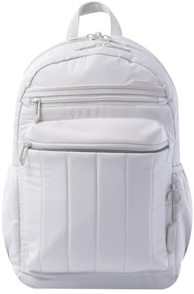 TOTTO - Mochila para Ordenador Portátil de 14 Pulgadas, Modelo Plaine, Bolsillo Secreto, 4 Compartimentos, 2 Bolsillos para Botella, Correa para Colgar en Maleta, Espaldar Ergonómico, Color White Sand