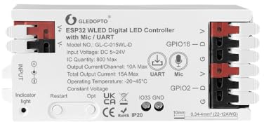 GLEDOPTO ESP32 WLED LED Controller Mic UART Download Music Sound Dynamic RGB DIY WiFi WS2811 WS2812 SK6812 TM1814 WS2813 WS2815