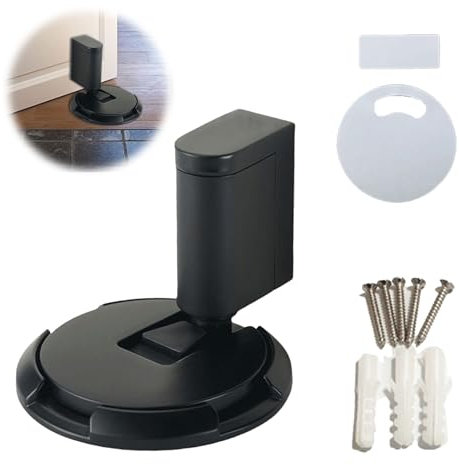 Zueyen Tappo Meccanico Per Porte, Tappo Autoadesivo Per Porte A Pavimento, Tappo Antivento Per Porte, Fibbia Per Porte, Nessuna Foratura Paraurti Per Porte Regolabili In Altezza (Nero)