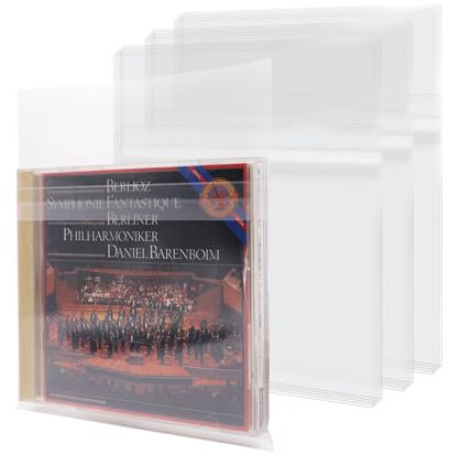 sdroceRyaM 50PCS CD Outer Sleeves Clear Plastic CD Outer Sticky Sleeves Plastic Protective Sleeves Anti-Static for CD and DVD Storage