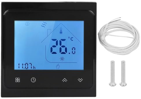 Thermostat Connecté Smart Thermostat Programmable avec Alexa Écran Tactile LCD Capteur Intelligent 95~240V, Noir