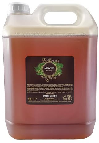 Present-More Arganier Flüssigseife 5 l – 4 Stück für Hotels, B&B und Hotels | Seife mit Argan-Duft (4 Kanister)