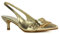 Women's Low Kitten Heel Pointed Toe Slingback Ladies Buckle Detail Gold Metallic Court Shoes Size 7
