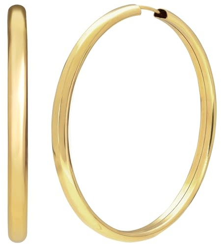 trendor Damen-Ohrringe Creolen 925 Silber Vergoldet Ø 50 mm 28180-50 | groß, zeitloser Ohrschmuck für modische Frauen, edle Geschenkidee