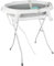 Bañera plegable para bebé con soporte, ergonómico con cojín, diseño blanco y rosa, drenaje integrado (gris)