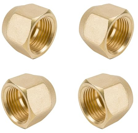 LONGHAO 4 pcs Split Bördelüberwurfmutter,2”1/4 für Klimaanlagen-Anschlüsse | Bördelkappe aus Messing,Messing Bördelmuttern Klimaanlage Teile Anschlüsse,2”1/4 für Kältemittelleitung Klimaanlagen