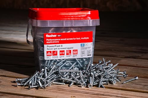 fischer 576982 FPF Power-Fast II 6.0 x 80mm Chipboard Wood Screws, Countersunk Head with Phillips, Part Threaded, Blue Passivated, Box of 260