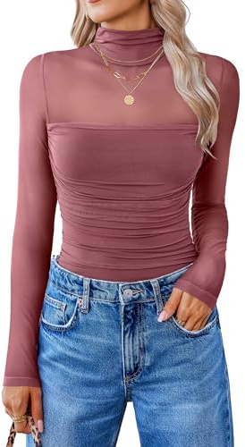 Avidlove Women's Sexy Bodysuit Elegant Mesh Top Long Sleeve Rave Outfits Bodysuits Turtleneck Top Lace Party Club Shirts Going Out Tops | Going out tops, transparent mesh fabric, party club, lace double layer fabric, highly elastic, stylish