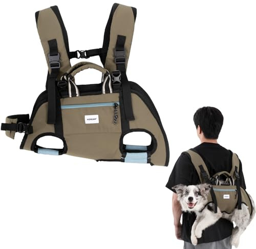 Duuclume Zaino ergonomico per il trasporto del cane, con zampe orizzontali verso l'esterno anteriore e posteriore, borsa da trasporto a mani libere convertibile 3 in 1, fino a 15 kg