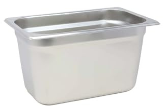 UNIQUE HOME LIVING Gastronorm Pan 1/4, Stainless Steel Food Container Gastronorm Tray 15cm Deep, Hot and Cold Food Storage Containers, Stackable 1/4 GN Catering Pan Without Lid, Rust-Resistant