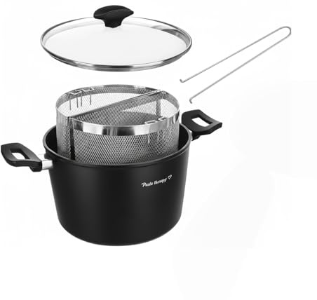 Pentola pasta 22 cm nera con 2 cestelli e coperchio