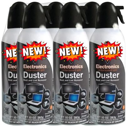 Electronics Duster Compressed Air Spray, 10 oz Cans, Dust and Lint Remover for Keyboards, Computers, Laptops, 6 Pack