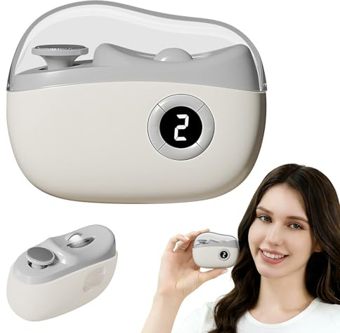 2 in 1 Electric Nail Clippers for Senior Adults, Rechargeable Nail Trimmer and Polisher, 3 Speeds Automatic Fingernails Clippers,White