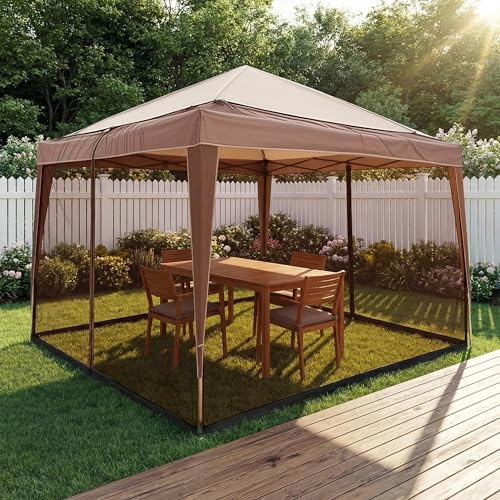 Zanzariera per gazebo 3 x 3 m, zanzariera regolabile | 2 porte con chiusura lampo per zanzariera, con supporto riempito d'acqua, per giardino, patio, cortile, campeggio