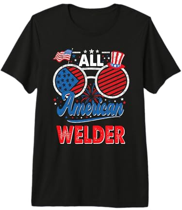 All American Welder American Flag Sunglasses 4th of July Premium T-Shirt