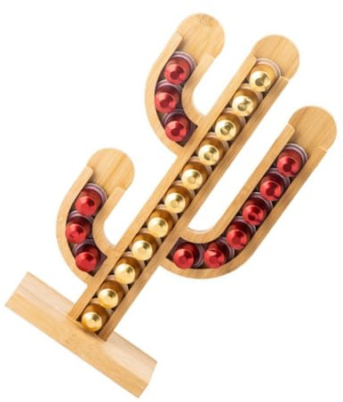 POPETPOP Organisateur de Café en Bambou Forme Cactus, Porte-capsules Créatif et Multifonction Fond Plat, pour Maison ou Bureau