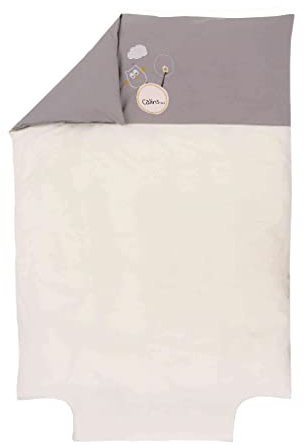 P'tit Basile - Housse de couette bébé 100x135 cm ou 100x140 cm - 100% coton BIO 57 fils - Chouette brodée - Coloris écru et taupe - lit 60x120 ou 70x140 cm - avec bouteille pour border votre enfant