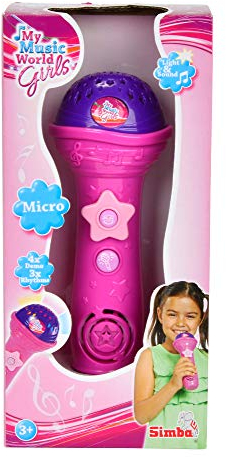 Simba 106831464 - My Music World Girls Shining Mikro, 4 Demos, 3 Rhythmen, 20cm, ab 3 Jahre