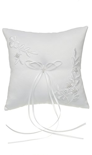 SAMKY Venus Jewelry RP010W Ringkissen, bestickt, Blumenblätter, 17,8 x 17,8 cm, Weiß