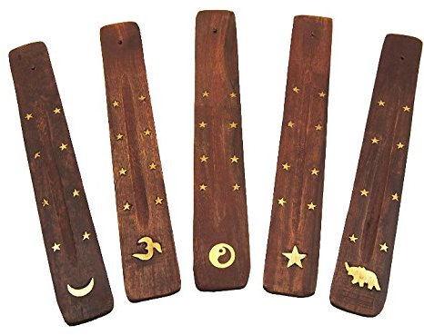 Gondole porte-encens en bois 25 cm (Etoile)