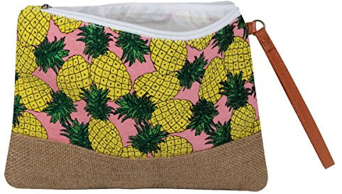 Alsino Kosmetiktasche Ananas rosa für Handtasche klein Federmäppchen Kulturbeutel mit Reißverschluss, Variante wählen:KT-211 rosa Ananas