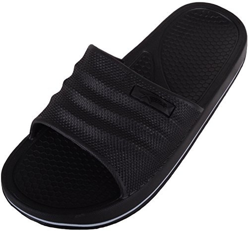 Sandalias sin cordones para hombre, para piscina, playa, ducha, vacaciones, chanclas, Black, 40 2/3 EU