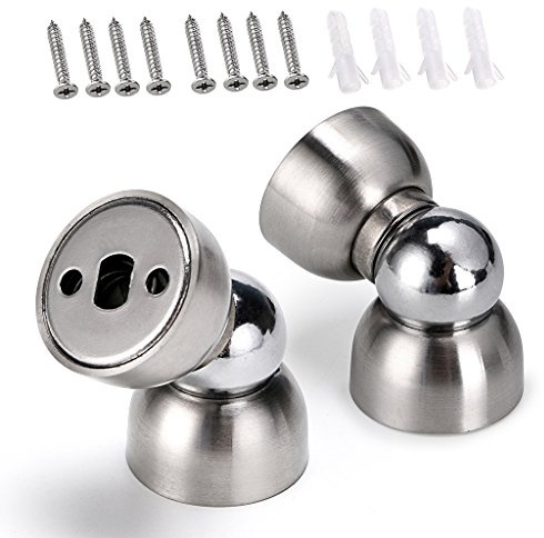 Sumnacon Powerful Magnetic Doorstop - 2 Pcs Stainless Steel Mini Door Stopper, Heavy Duty Magnetism Door Holder for Bedroom Bathroom Kitchen Home Office (Silver)