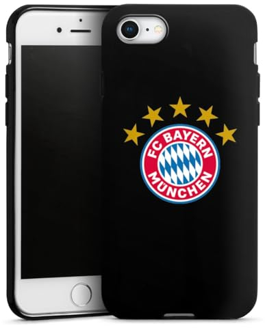 Silikon Hülle kompatibel mit Apple iPhone 8 Case schwarz Handyhülle FC Bayern München FCB Sterne