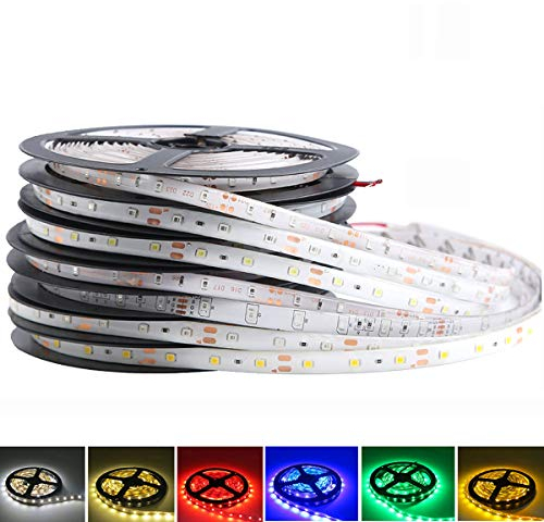 FOLGEMIR 5m LED Strip, Rot + Grün + Blau Farbwechsel 2835 SMD 300 LEDs Streifen, DC 12V, wasserdicht Lichtband, milde Hintergrundbeleuchtung