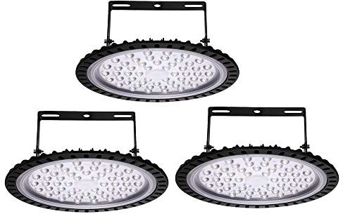 Sararoom LED Lámpara de Alta Bahía, 200W Lámpara Industrial Ultra Delgada, 16000LM UFO Iluminación LED Alta, 6500K Blanco Frío Foco Proyector Led, para Aeropuerto Almacén Fábrica Sótano-3Pcs