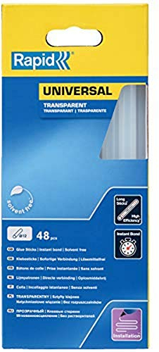 Rapid Heißklebesticks Transparent Universal, 48 Klebesticks 190mm Länge, Universeller Heiβkleber, für Heißklebepistole 11mm, 12mm