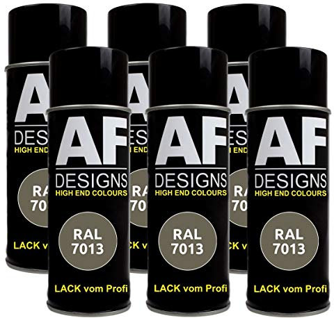 Lot de 6 bombes de peinture RAL RAL 7013 - Couleur : gris mat