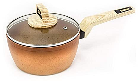 AMERCOOK Cazo con tapa Terracotta 18 cm acabado polvo de piedra. Apto para todo tipo de cocinas, incluso inducción