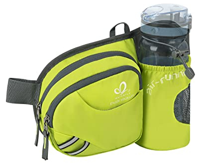 Waterfly Waist Fanny Pack, Waist Pack with Bottle Holder Water Repellent Bum Bag Dog Walking Waist Bag (Light Green)