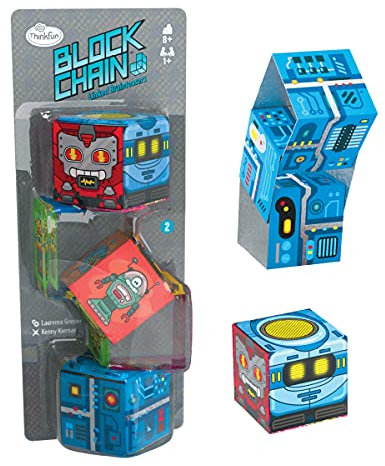 ThinkFun 76425 Block Chain:Roboter - Die neuen Brainteaser für Mädchen und Jungen ab 8 Jahren. Gehirntraining mit Würfelketten, perfekt zum Mitnehmen und verschenken
