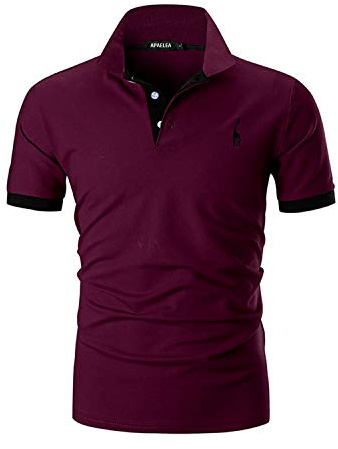 APAELEA Herren Poloshirt Kurzarm Giraffe Stickerei Einfarbig Freizeit Baumwolle Polohemd für Männer