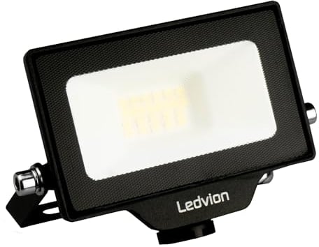 Ledvion - LED Flutlicht, Inkl. 0,5 m Kabel, 10 Watt, 4000K, 1100 Lumen, IP65 Wasserdicht, Inkl. Schnellanschluss