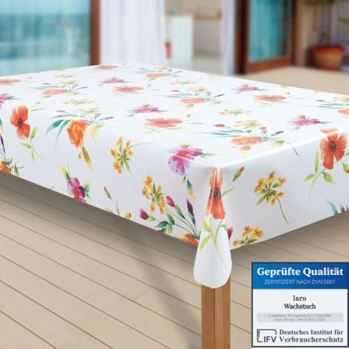 laro Wachstuch-Tischdecke Abwaschbar Garten-Tischdecke Wachstischdecke PVC Plastik-Tischdecken Eckig Meterware Wasserabweisend Abwischbar |68|, Muster:Sommer Blumen Mix, Größe:100x240