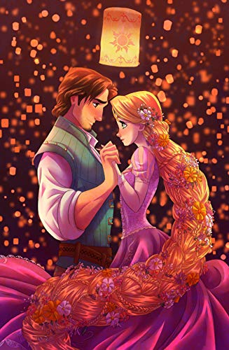 HL Lospeces Kits de arte de diamantes para adultos y niños, pintura de diamantes de imitación redondos con diamantes, pintura de diamantes Rapunzel y Dotz (12 x 16 pulgadas)