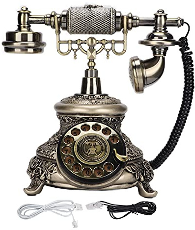 Teléfono Rotatorio Vintage, Teléfonos Retro Europeos Clásicos, Teléfono Antiguo de Resina, Teléfono Fijo con Cable y Función de Rellamada para Hogar y la Decoración